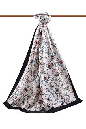 LÜKS MEDİNE İPEĞİ ÇİÇEKLİ GÜL KURUSU - İNDİGO RENKLİ 75X195 KIRIŞMAZ ŞAL MOSS KREP DİKİŞ TİPİ İTALYAN DİKİŞLİ