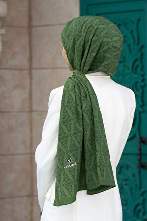 LÜKS MEDİNE İPEĞİ BAROK DESENLİ ZÜMRÜT YEŞİLİ RENKLİ KIRIŞMAZ ŞAL MOSS KREP DİKİŞ TİPİ İTALYAN DİKİŞLİ