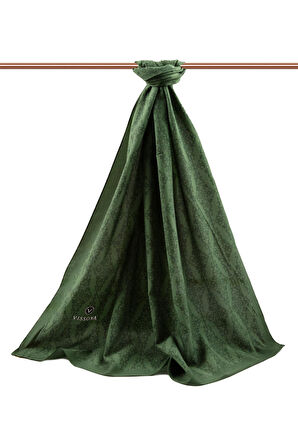 LÜKS MEDİNE İPEĞİ BAROK DESENLİ ZÜMRÜT YEŞİLİ RENKLİ KIRIŞMAZ ŞAL MOSS KREP DİKİŞ TİPİ İTALYAN DİKİŞLİ