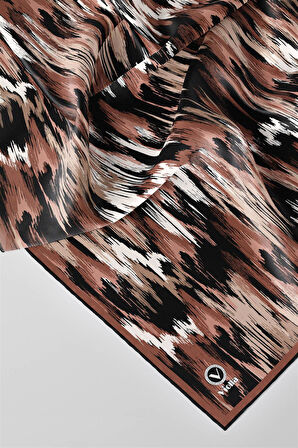 Twill Fırça Desenli Bakır Renkli 90x90 Eşarp (İpek İçermez) Kenar Dikiş Şekli El Dikişli