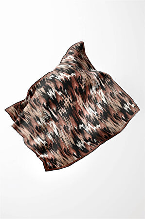 Twill Fırça Desenli Bakır Renkli 90x90 Eşarp (İpek İçermez) Kenar Dikiş Şekli El Dikişli