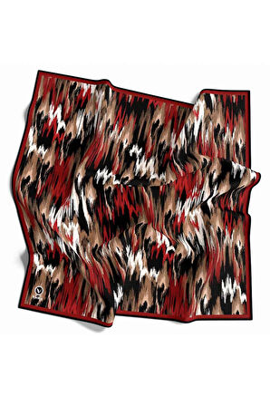 Twill Fırça Desenli Bordo Renkli 90x90 Eşarp (İpek İçermez) Kenar Dikiş Şekli El Dikişli