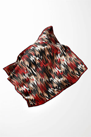 Twill Fırça Desenli Bordo Renkli 90x90 Eşarp (İpek İçermez) Kenar Dikiş Şekli El Dikişli