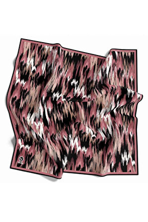 Twill Fırça Desenli Pudra Renkli 90x90 Eşarp (İpek İçermez) Kenar Dikiş Şekli El Dikişli