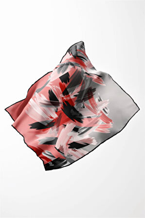 Twill Fırça Desenli Pudra Renkli 90x90 Eşarp (İpek İçermez) Kenar Dikiş Şekli El Dikişli