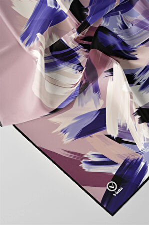 Twill Fırça Desenli Lila Renkli 90x90 Eşarp (İpek İçermez) Kenar Dikiş Şekli El Dikişli