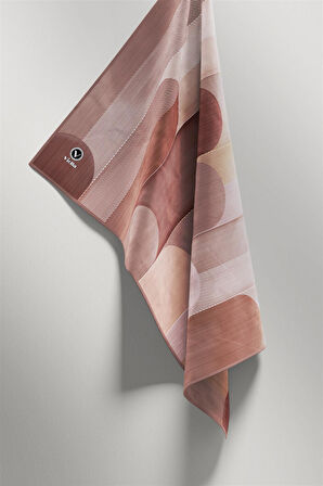 Twill Geometrik Desenli Somon Renkli 90x90 Eşarp (İpek İçermez) Kenar Dikiş Şekli El Dikişli