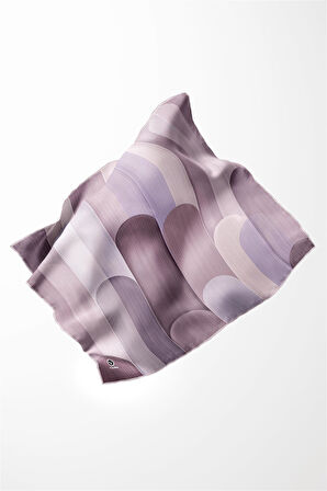 Twill Geometrik Desenli Lila Renkli 90x90 Eşarp (İpek İçermez) Kenar Dikiş Şekli El Dikişli