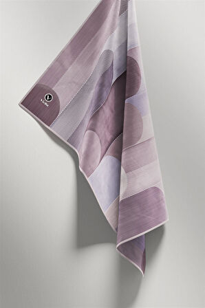 Twill Geometrik Desenli Lila Renkli 90x90 Eşarp (İpek İçermez) Kenar Dikiş Şekli El Dikişli