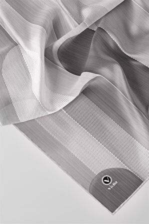 Twill Geometrik Desenli Gri Renkli 90x90 Eşarp (İpek İçermez) Kenar Dikiş Şekli El Dikişli