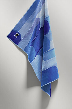 Twill Geometrik Desenli Saks Renkli 90x90 Eşarp (İpek İçermez) Kenar Dikiş Şekli El Dikişli