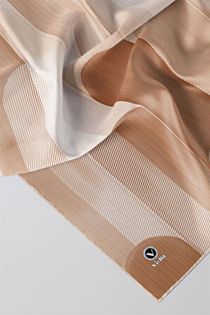 Twill Geometrik Desenli Sarı Renkli 90x90 Eşarp (İpek İçermez) Kenar Dikiş Şekli El Dikişli