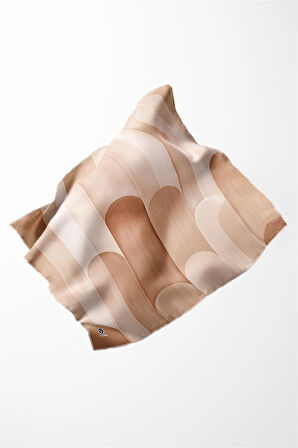 Twill Geometrik Desenli Sarı Renkli 90x90 Eşarp (İpek İçermez) Kenar Dikiş Şekli El Dikişli