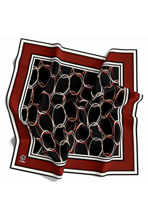 Twill Halka Desenli Bordo Renkli 90x90 Eşarp (İpek İçermez) Kenar Dikiş Şekli El Dikişli