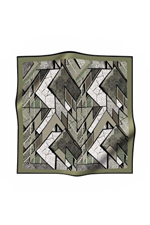 Twill Kazayağı Desenli Su Yeşili Renkli 90x90 Eşarp (İpek İçermez) Kenar Dikiş Şekli El Dikişli