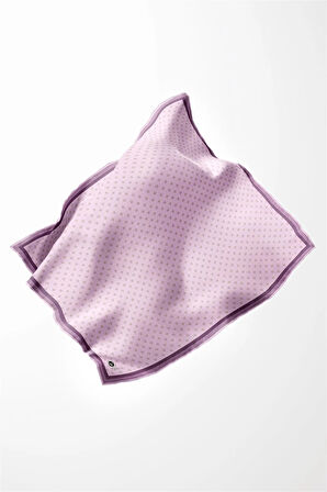 Twill Monogram Desenli Lila Renkli 90x90 Eşarp (İpek İçermez) Kenar Dikiş Şekli El Dikişli