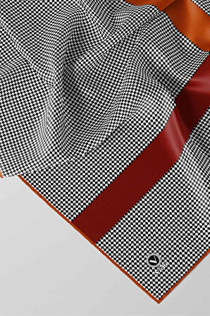 Twill Kazayaklı Şerit Desenli Taba Renkli 90x90 Eşarp (İpek İçermez) Dikim Şekli : El Dikişi