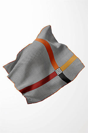 Twill Kazayaklı Şerit Desenli Taba Renkli 90x90 Eşarp (İpek İçermez) Dikim Şekli : El Dikişi