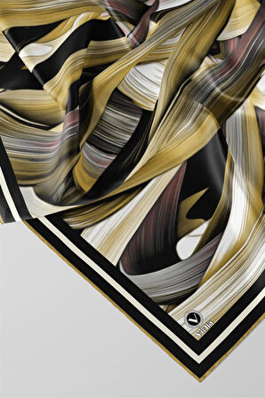 Twill Kare Desenli Bej Renkli 90x90 Dikim Şekli : El Dikişi Eşarp (İpek İçermez)