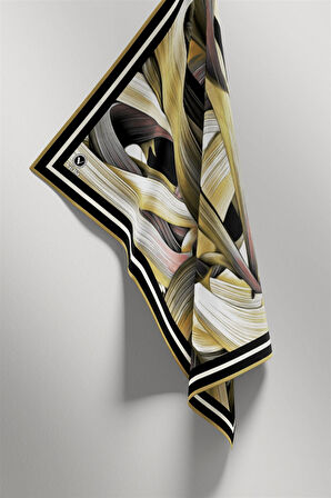 Twill Kare Desenli Bej Renkli 90x90 Dikim Şekli : El Dikişi Eşarp (İpek İçermez)