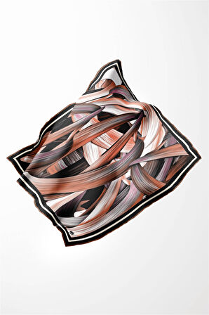 Twill Kare Desenli Sütlü Kahve Renkli 90x90 Dikim Şekli : El Dikişi Eşarp (İpek İçermez)