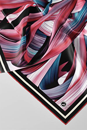 Twill Kare Desenli Gül Kurusu Renkli 90x90 Dikim Şekli : El Dikişi Eşarp (İpek İçermez)