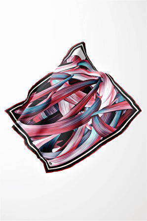 Twill Kare Desenli Gül Kurusu Renkli 90x90 Dikim Şekli : El Dikişi Eşarp (İpek İçermez)