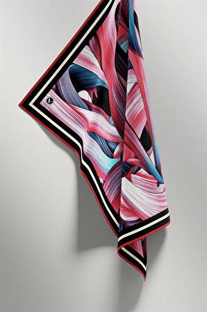 Twill Kare Desenli Gül Kurusu Renkli 90x90 Dikim Şekli : El Dikişi Eşarp (İpek İçermez)