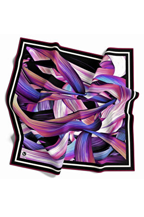 Twill Kare Desenli Mürdüm Renkli 90x90 Dikim Şekli : El Dikişi Eşarp (İpek İçermez)