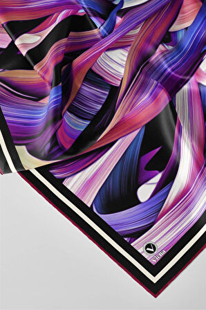 Twill Kare Desenli Mürdüm Renkli 90x90 Dikim Şekli : El Dikişi Eşarp (İpek İçermez)