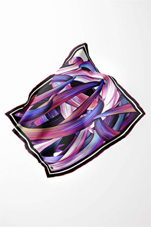 Twill Kare Desenli Mürdüm Renkli 90x90 Dikim Şekli : El Dikişi Eşarp (İpek İçermez)