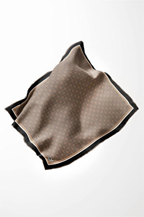 Twill V Desenli Sütlükahve Renkli 90x90 Eşarp (İpek İçermez) Dikim Şekli : El Dikişi