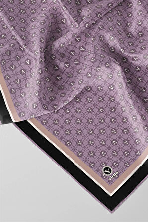 Twill V Desenli Lila Renkli 90x90 Eşarp (İpek İçermez) Dikim Şekli : El Dikişi