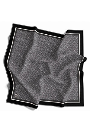 Twill V Desenli Füme Renkli 90x90 Eşarp (İpek İçermez) Dikim Şekli : El Dikişi