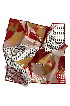 Rayon Geometrik Fırça Desenli Bordo Renkli 90x90 Dikim Şekli : El Dikişi Eşarp (İpek İçermez) Kenar Dikiş Şekli El Dikişli