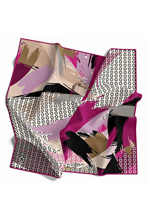 Rayon Geometrik Fırça Desenli Mürdüm Renkli 90x90 Dikim Şekli : El Dikişi Eşarp (İpek İçermez) Kenar Dikiş Şekli El Dikişli