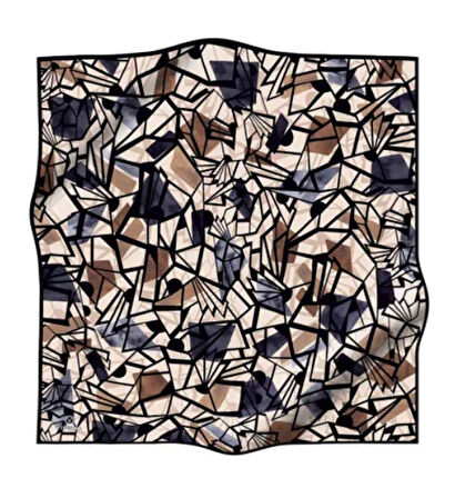 Vissona Tivil İpek Eşarp 51810-2-0004-0028 Krem Karışık Desen