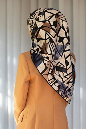 Vissona Tivil İpek Eşarp 51810-3-0006-0005 Krem Karışık Desen