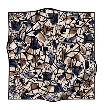 Vissona Tivil İpek Eşarp 51810-3-0006-0005 Krem Karışık Desen