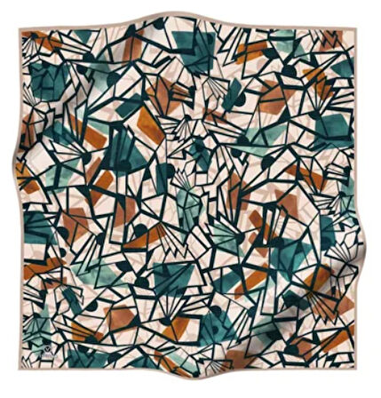 Vissona Tivil İpek Eşarp 51810-4-0009-0039 Krem Karışık Desen