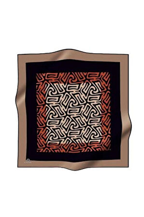 Vissona Tivil İpek Eşarp 51373 - 3 - 0001 - 0014 Siyah Taba Zebra Desen