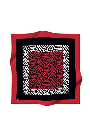 Vissona Tivil İpek Eşarp 51373 - 5 - 0001 - 0017 Siyah Kırmızı Zebra Desen