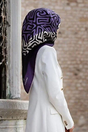 Vissona Tivil İpek Eşarp 51373 - 6 - 0001 - 0026 Mor Zebra Desen