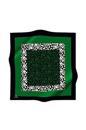Vissona Tivil İpek Eşarp 51373 - 9 - 0001 - 0036 Yeşil Sİyah Zebra Desen