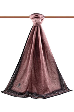 LÜKS MEDİNE İPEĞİ  DESENLİ PUDRA  RENKLİ 75X195 KIRIŞMAZ ŞAL MOSS KREP DİKİŞ TİPİ İTALYAN DİKİŞLİ