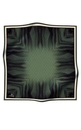 Vissona Tivil İpek Eşarp 10659 - 10 - 0037 Haki Monogram Desen