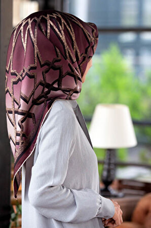 %100 Twill Türk Motifi  Desenli Pudra Renkli 90x90 Eşarp Dikim Şekli: El Dikişi