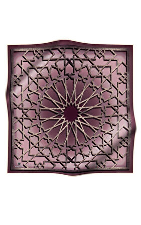 %100 Twill Türk Motifi  Desenli Pudra Renkli 90x90 Eşarp Dikim Şekli: El Dikişi