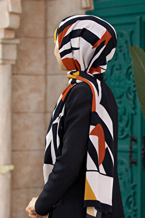 LÜKS MEDİNE İPEĞİ  DESENLİ TABA RENKLİ 75X195 KIRIŞMAZ ŞAL MOSS KREP DİKİŞ TİPİ İTALYAN DİKİŞLİ