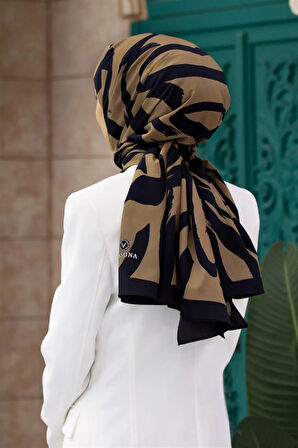 LÜKS MEDİNE İPEĞİ FIRÇA DARBESİ DESENLİ BEJ RENKLİ 75X195 KIRIŞMAZ ŞAL MOSS KREP DİKİŞ TİPİ İTALYAN DİKİŞLİ